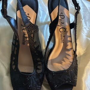 Elegant Black Peep-Toe Heels by Lady Couture